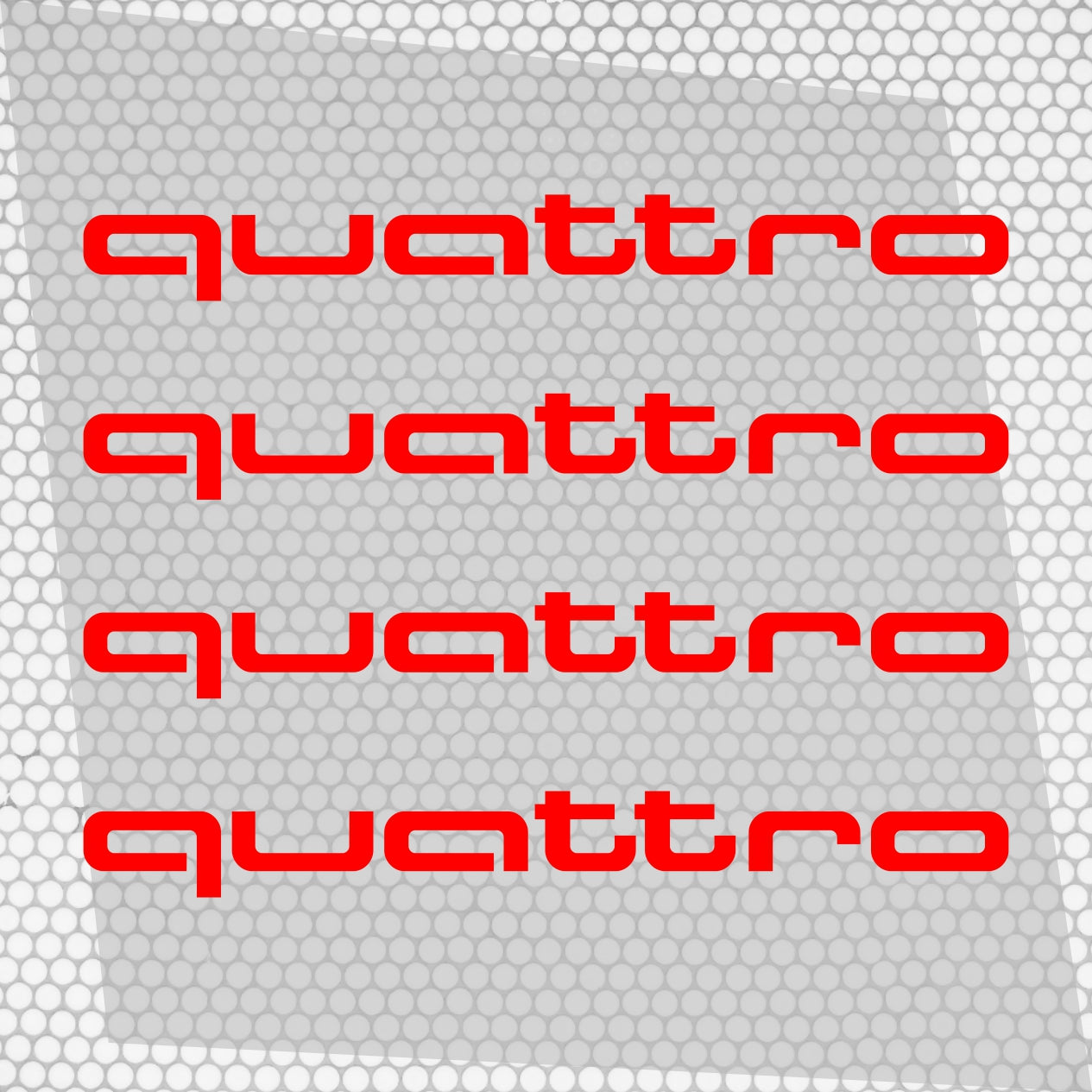 Set 4 Pcs Audi Quattro Emblem Decal Both Sides, Front and Rear Stickers | Premium kit 2 Logos Quattro Graphics Emblems for Car, SUV, Wall, etc.
