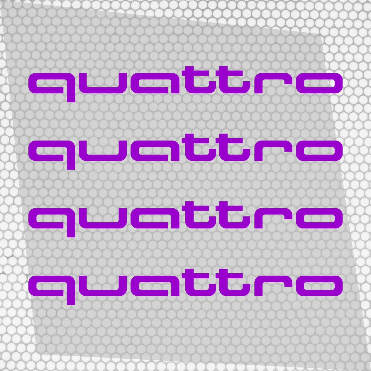 Set 4 Pcs Audi Quattro Emblem Decal Both Sides, Front and Rear Stickers | Premium kit 2 Logos Quattro Graphics Emblems for Car, SUV, Wall, etc.