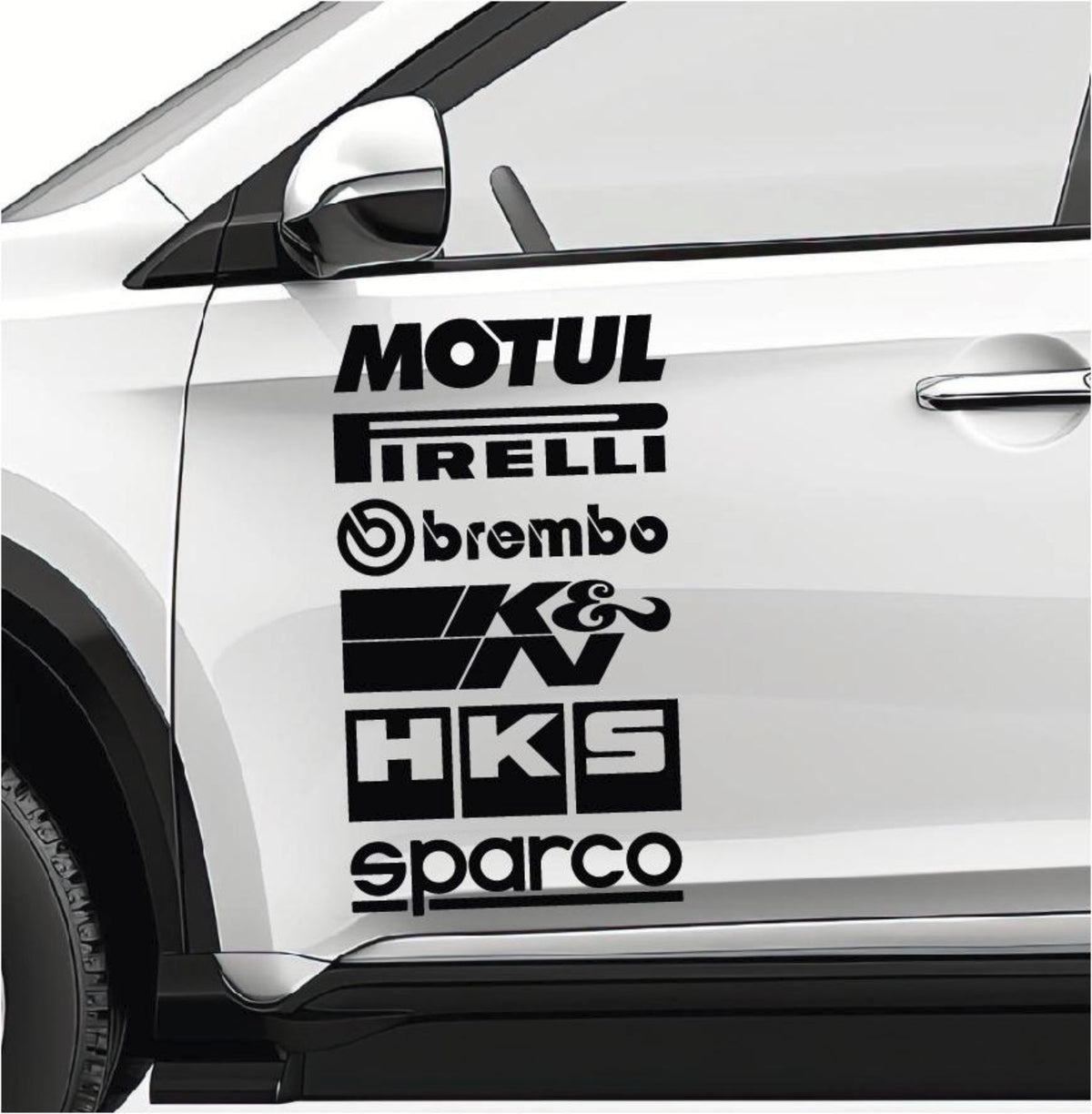 Set Both Sides Cut Emblem Graphics Sponsor Stickers Racing Brand Decal