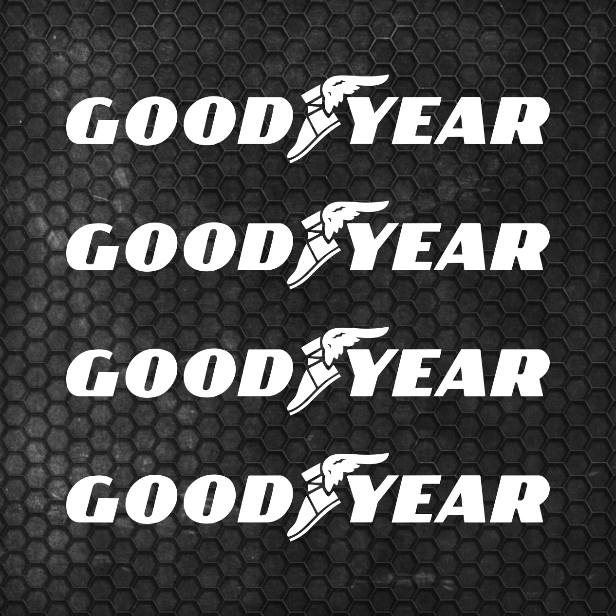 Set 4 HQ Goodyear Tyre Sponsor Vinyl Racing Motorsport Emblem Sticker Decals | Motorcycle Car Vehicle Emblem Decor Kit Racing wrap Adhesives Goodyear Cut vinyl Logo