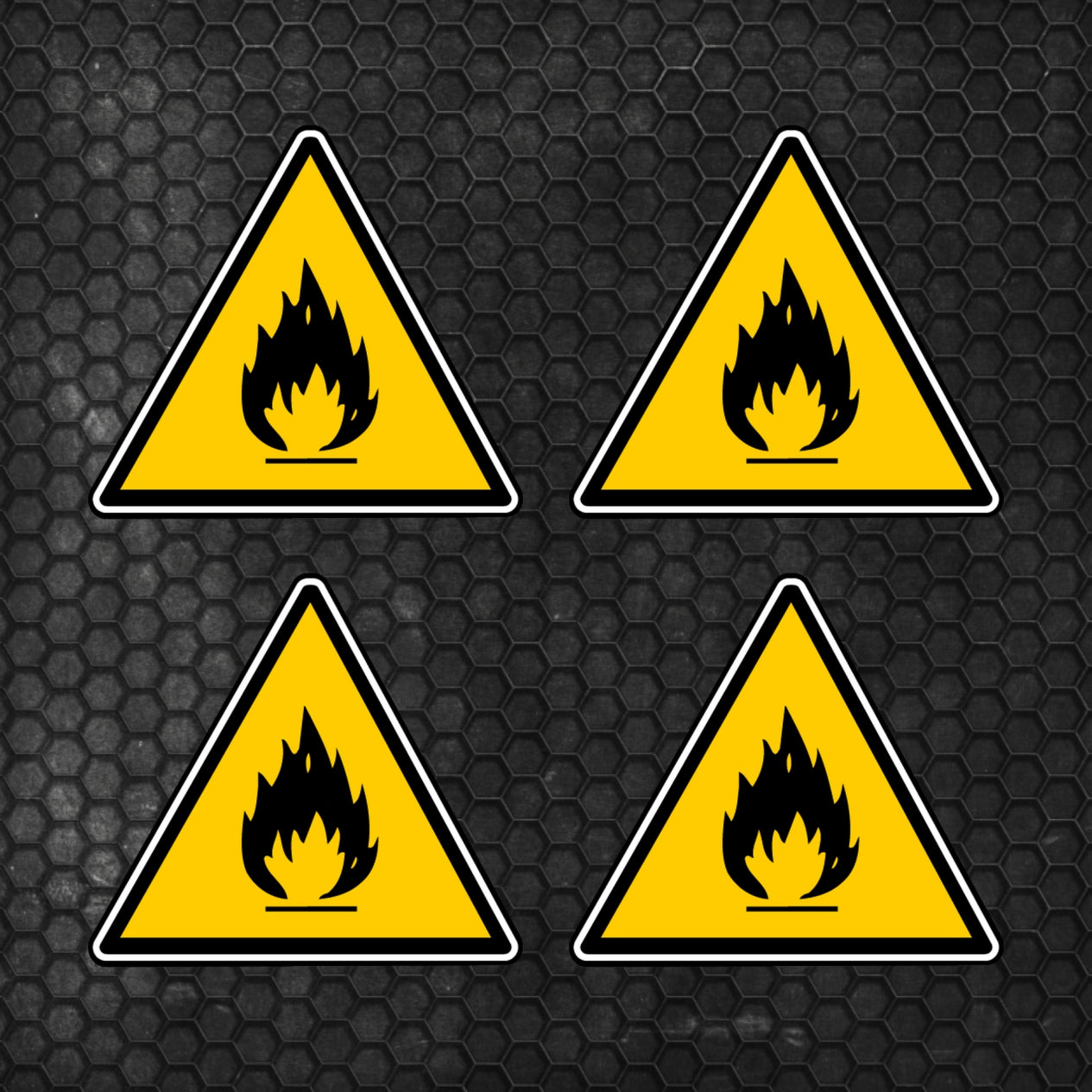Set 4 Danger Fire Sign HQ Printed Vinyl Graphic Decals Sticker | Warning sign sticker fire Adhesive Bumper vinyl decal