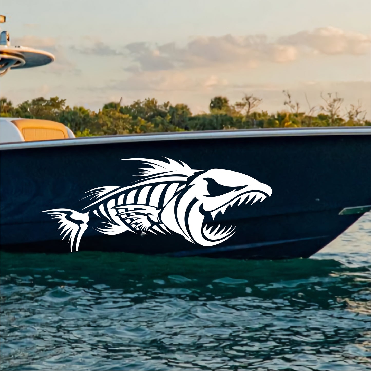 Set 2 Pcs Large Fish Bone Stickers Boat Body Decal Cruise | Mural Vinyl Covers Auto Tuning Styling fishing Boats Decoration