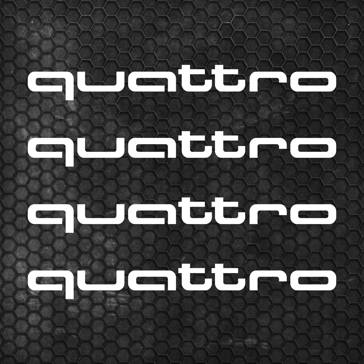 Set 4 Pcs Audi Quattro Emblem Decal Both Sides, Front and Rear Stickers | Premium kit 2 Logos Quattro Graphics Emblems for Car, SUV, Wall, etc.