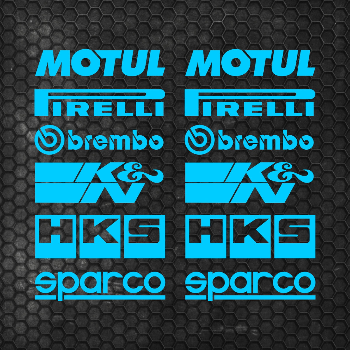 Set Both Sides Cut Emblem Graphics Sponsor Stickers Racing Brand Decal