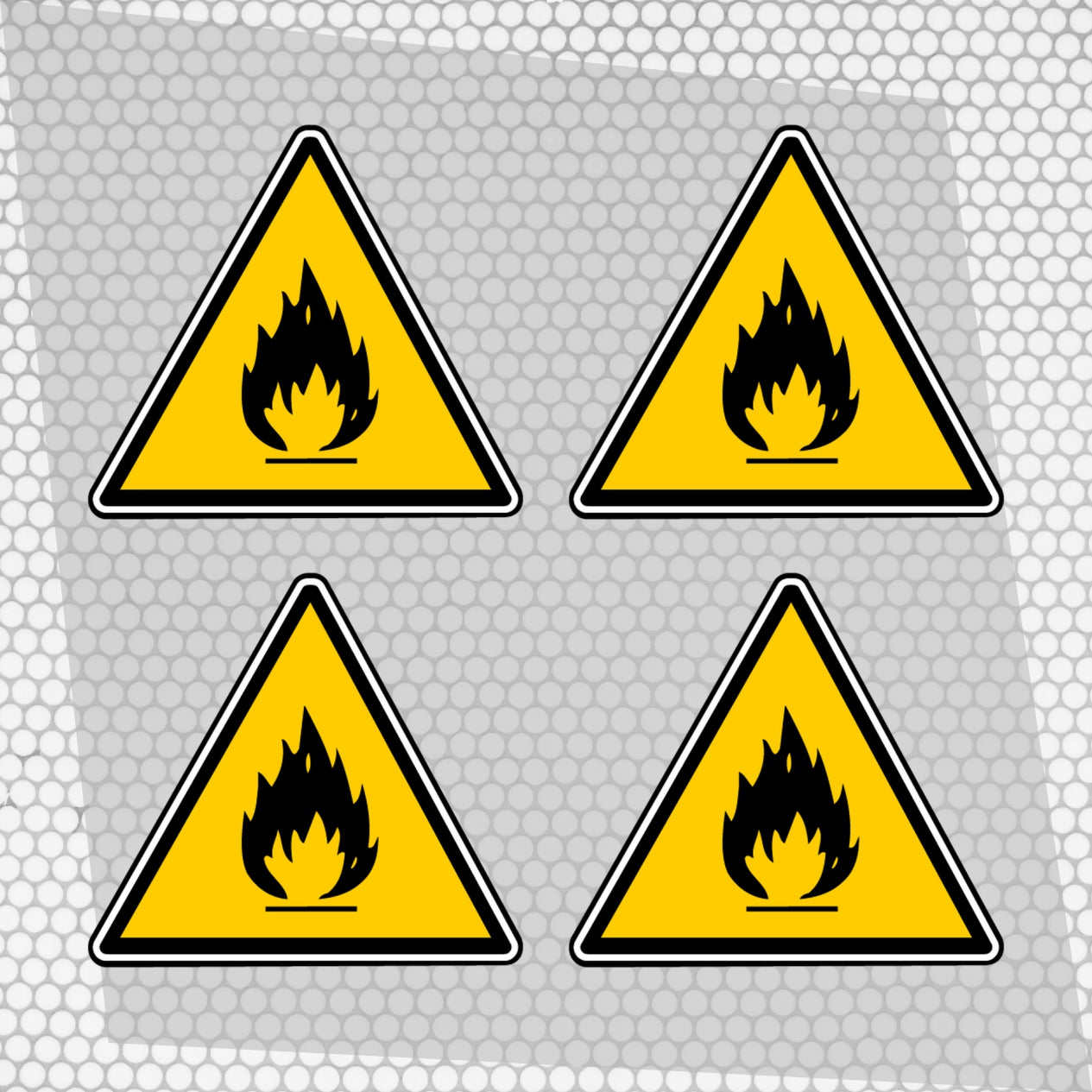Set 4 Danger Fire Sign HQ Printed Vinyl Graphic Decals Sticker | Warning sign sticker fire Adhesive Bumper vinyl decal