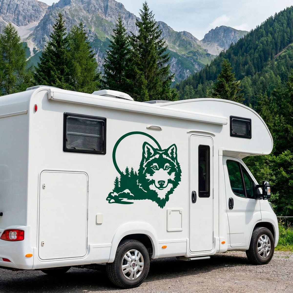 Set 2 Pcs Caravan Wolf in the forest Graphics Decals