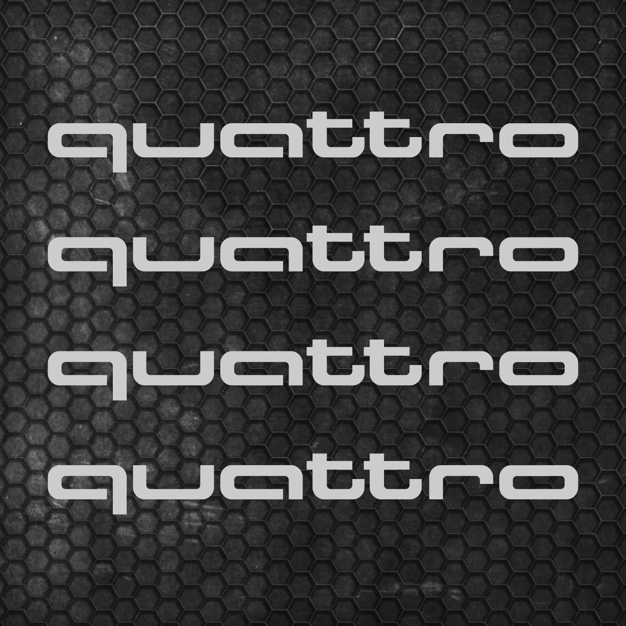 Set 4 Pcs Audi Quattro Emblem Decal Both Sides, Front and Rear Stickers | Premium kit 2 Logos Quattro Graphics Emblems for Car, SUV, Wall, etc.