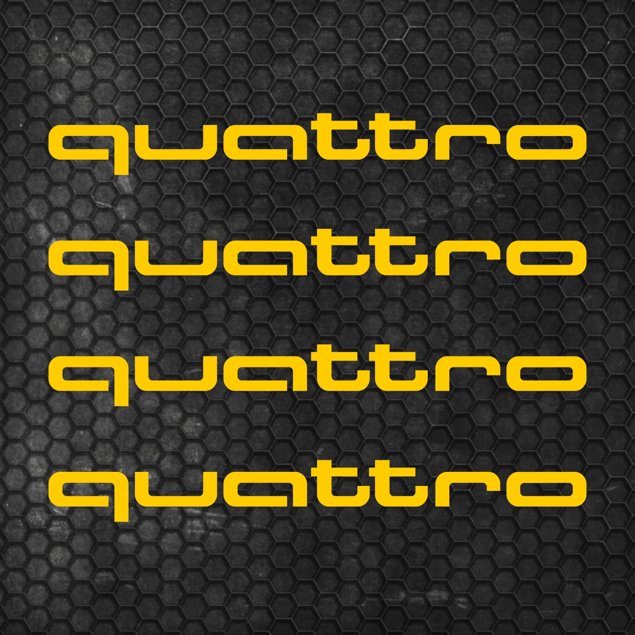 Set 4 Pcs Audi Quattro Emblem Decal Both Sides, Front and Rear Stickers | Premium kit 2 Logos Quattro Graphics Emblems for Car, SUV, Wall, etc.