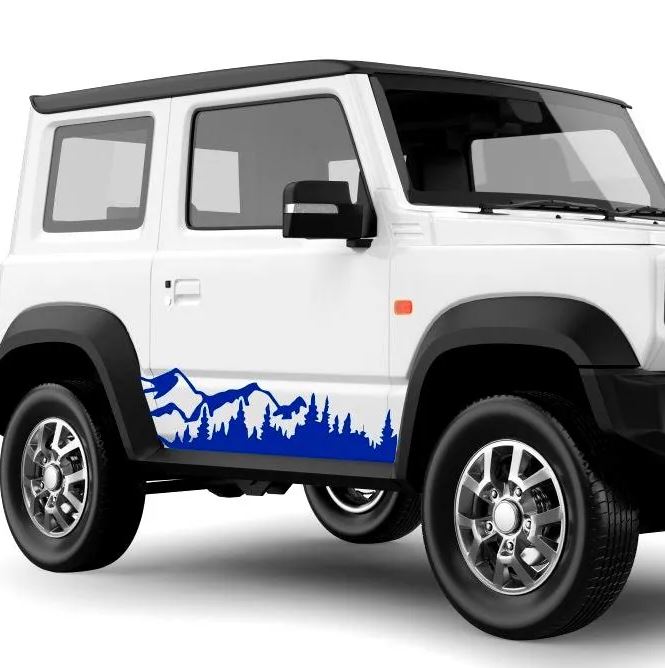 2 Pcs Set Tree Mountain Forest Graphic Decal Vinyl Sticker For Truck SUV RV Trailer Side Body