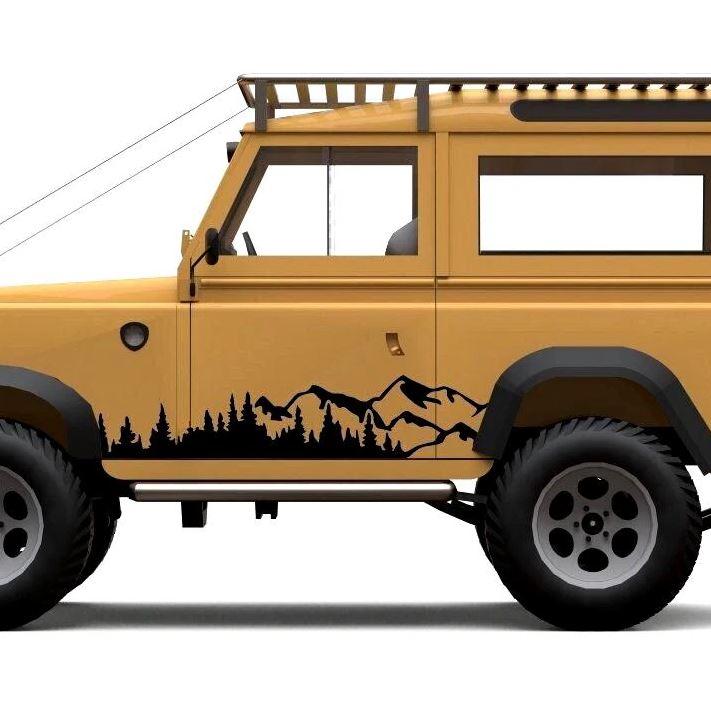 2 Pcs Set Tree Mountain Forest Graphic Decal Vinyl Sticker For Truck SUV RV Trailer Side Body