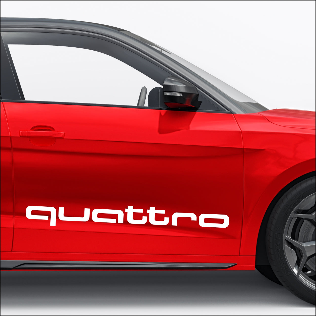 Set 4 Pcs Audi Quattro Emblem Decal Both Sides, Front and Rear Stickers | Premium kit 2 Logos Quattro Graphics Emblems for Car, SUV, Wall, etc.
