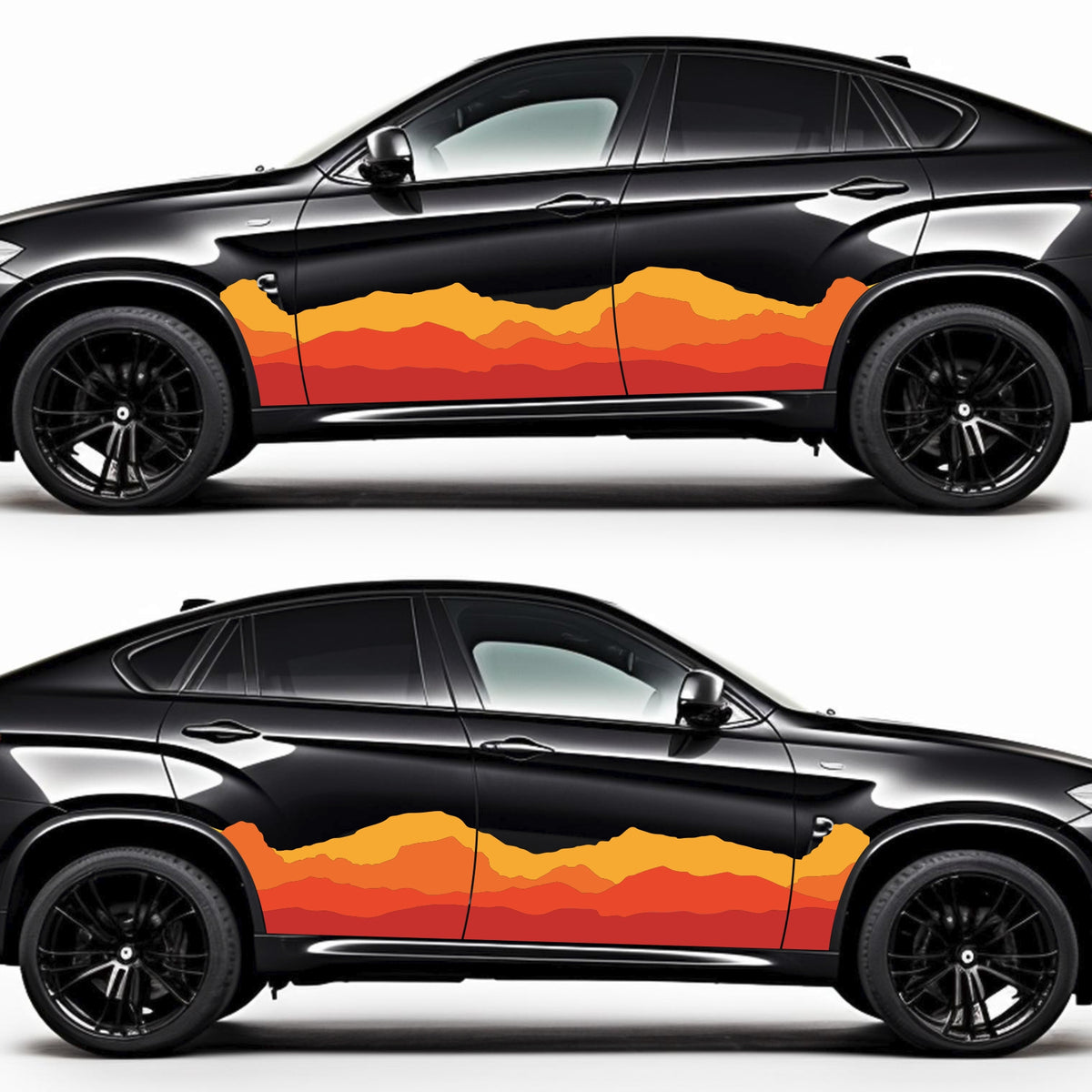 Retro Graphics Styles Curved Stripes Decals for Both Sides Car, Trucks, Vans and Caravan | Car Van Vintage Decor | Off Road Graphic Sticker
