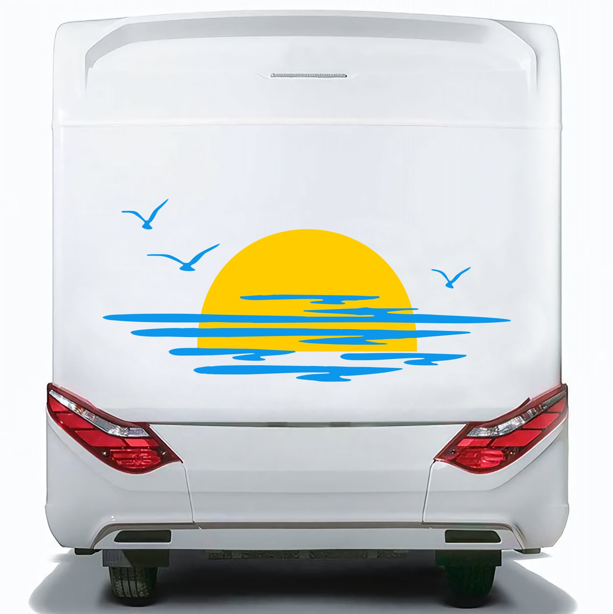 Set Caravan Sunset Among Clouds and Birds Graphics Decals