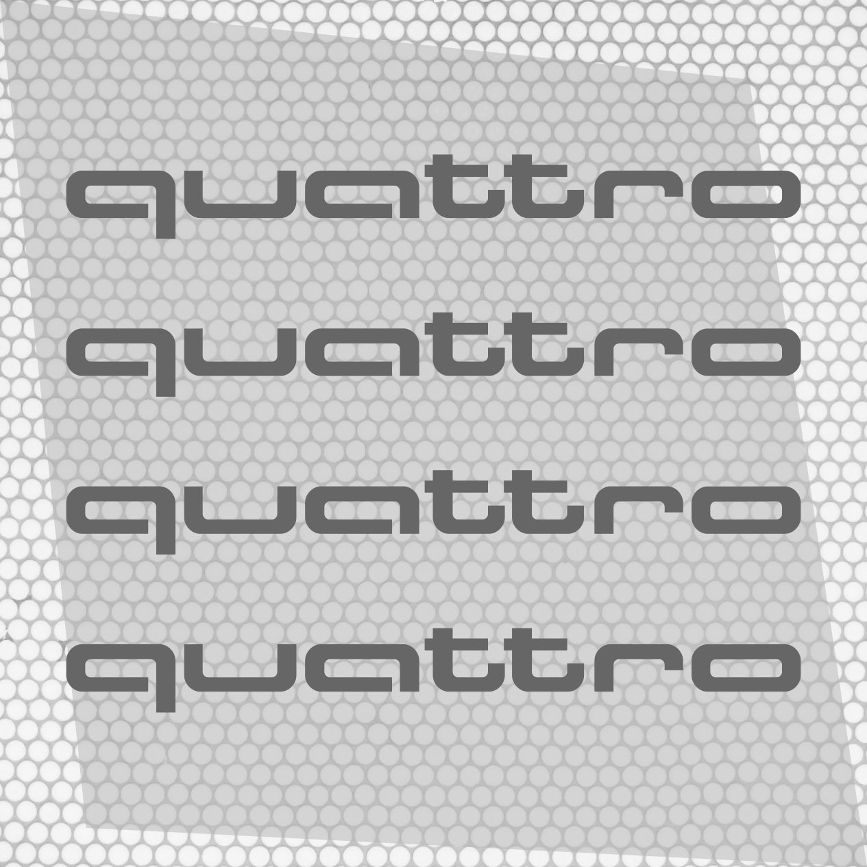 Set 4 Pcs Audi Quattro Emblem Decal Both Sides, Front and Rear Stickers | Premium kit 2 Logos Quattro Graphics Emblems for Car, SUV, Wall, etc.