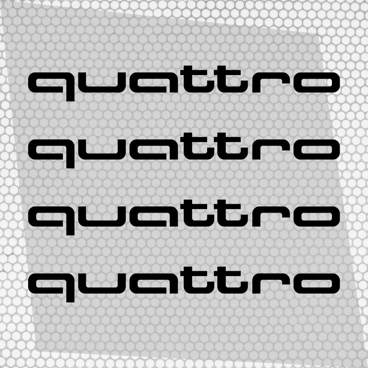 Set 4 Pcs Audi Quattro Emblem Decal Both Sides, Front and Rear Stickers | Premium kit 2 Logos Quattro Graphics Emblems for Car, SUV, Wall, etc.