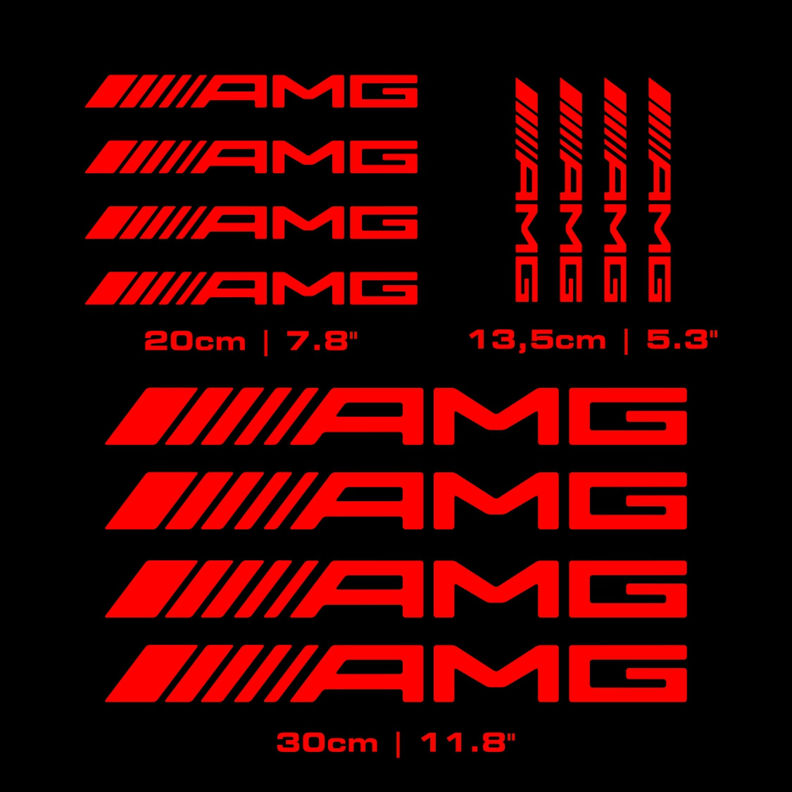Set 12 Pcs AMG Sticker Decals | Mercedes Benz AMG Decal Racing Sport Sticker Emblem Logo Decor