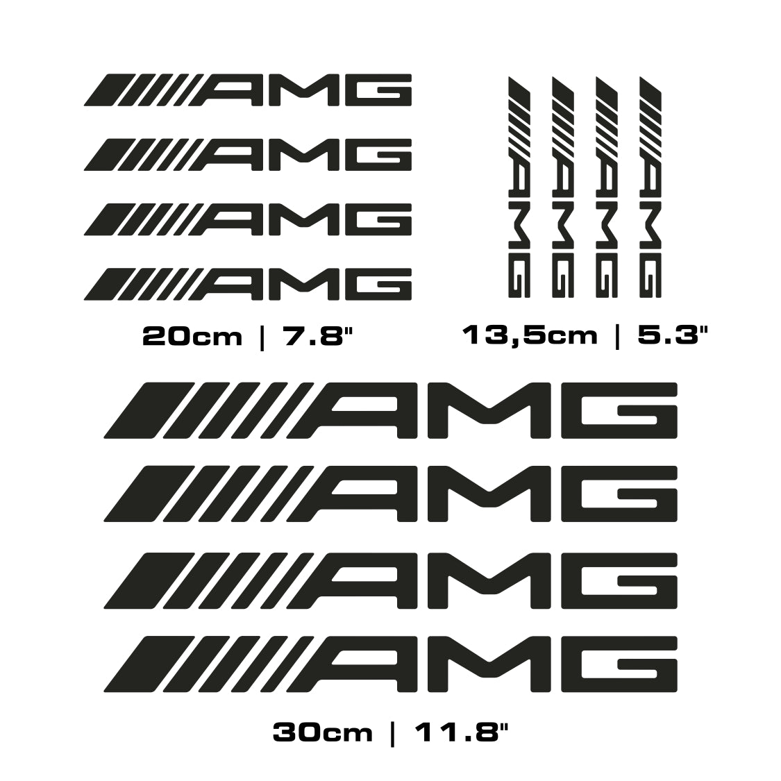 Set 12 Pcs AMG Sticker Decals | Mercedes Benz AMG Decal Racing Sport Sticker Emblem Logo Decor