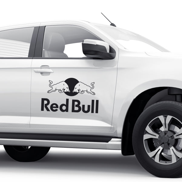 Set 4 Pcs Red Bull Emblem Graphic Energy Drink Sponsor Decals | Motorsport Emblem Decor Kit | Sponsor Decals Sport Race Sport Events Vinyl Adhesives