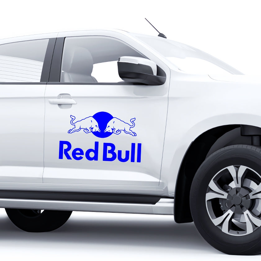 Set 4 Pcs Red Bull Emblem Graphic Energy Drink Sponsor Decals | Motorsport Emblem Decor Kit | Sponsor Decals Sport Race Sport Events Vinyl Adhesives