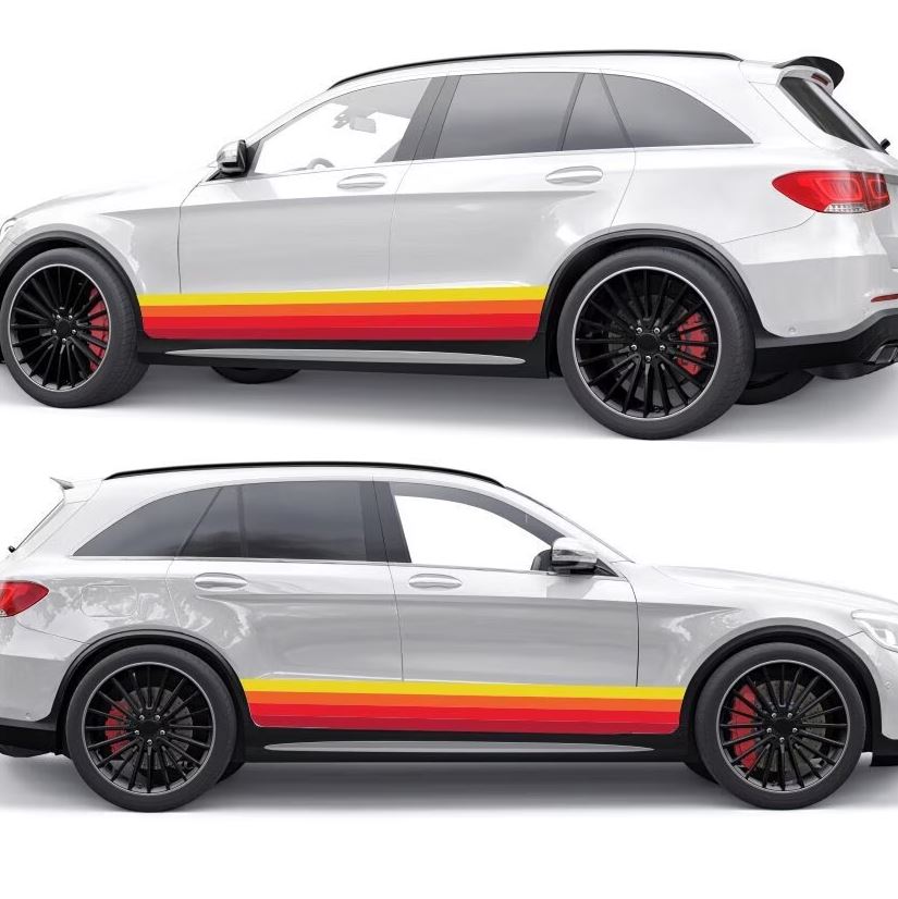 4 Styles Retro Graphics Stripes Decals both sides for Car, Vans and Caravan | Car Van Both Sides Decor | Off Road Graphic Sticker Truck