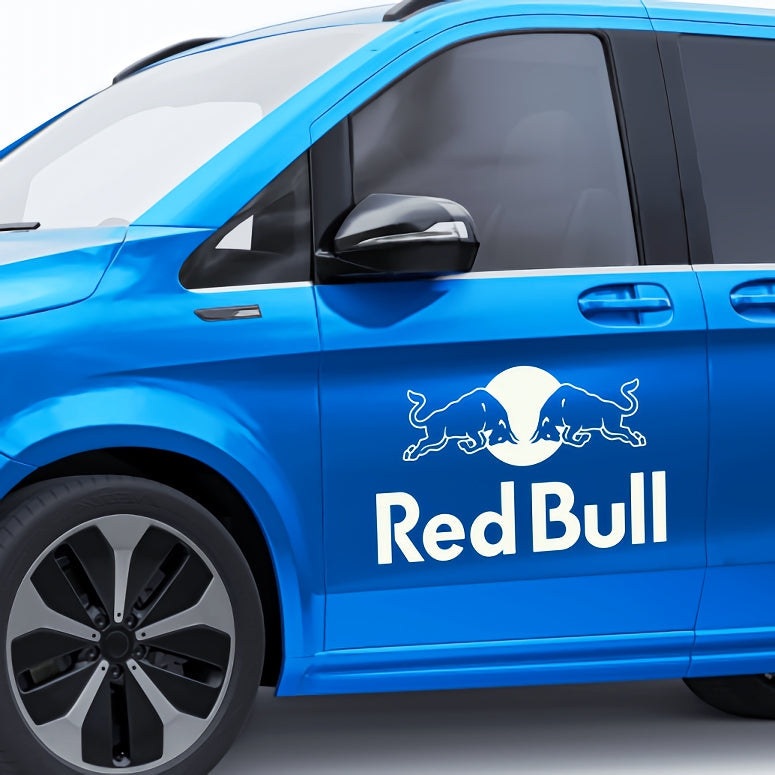 Set 4 Pcs Red Bull Emblem Graphic Energy Drink Sponsor Decals | Motorsport Emblem Decor Kit | Sponsor Decals Sport Race Sport Events Vinyl Adhesives