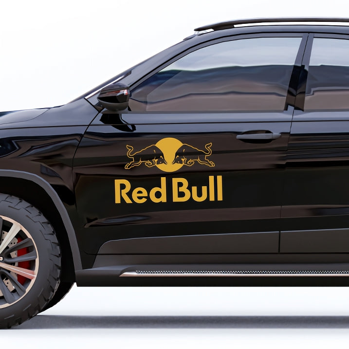 Set 4 Pcs Red Bull Emblem Graphic Energy Drink Sponsor Decals | Motorsport Emblem Decor Kit | Sponsor Decals Sport Race Sport Events Vinyl Adhesives