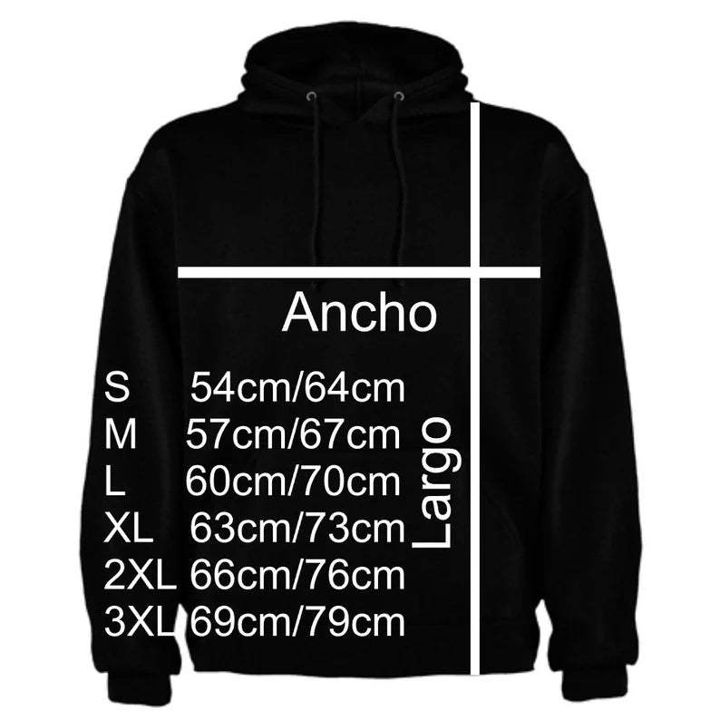 Black hoodie with kangaroo pocket, printed logos, and optional personalized name for bikers. Model HD.1