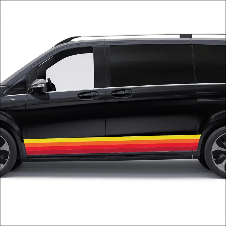 4 Styles Retro Style Graphics Stripes Car, Vans and Caravan Decals for Both Sides, Motorhome Decor | Off Road Graphic Sticker Big Trucks