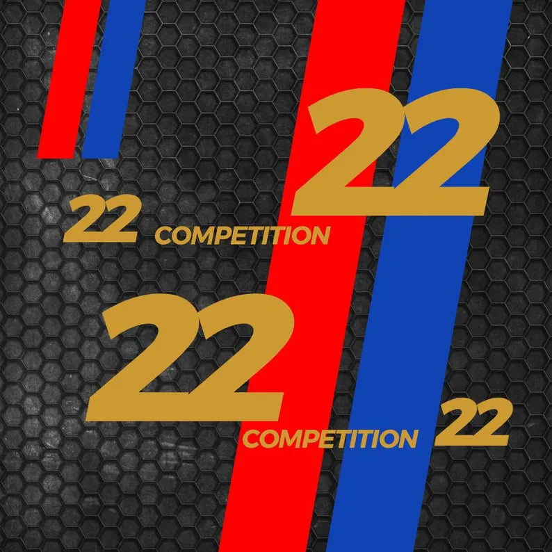 8 Pcs Set BMW Performance Stripes Side Decals vinyl sticker Race Rally with Numbers