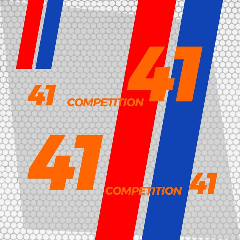 8 Pcs Set BMW Performance Stripes Side Decals vinyl sticker Race Rally with Numbers