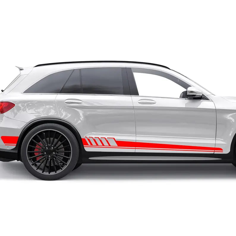 Set 2 Pcs Car Both Sides Stickers Wrap Racing Stripes for universal model Decals Graphics Car, SUV, Truck Sport Decor Adhesives | Door Decal