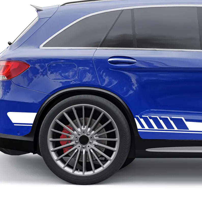 Set 2 Pcs Car Both Sides Stickers Wrap Racing Stripes for universal model Decals Graphics Car, SUV, Truck Sport Decor Adhesives | Door Decal
