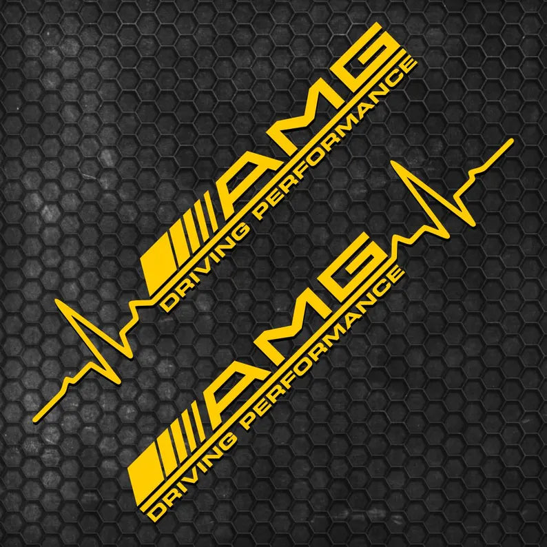 Kit 2 Pcs AMG Driving Performance Both Sides Graphics Emblem Decal Sticker | Mercedes Side Doors Adhesives cut vinyl set decor AMG Lovers