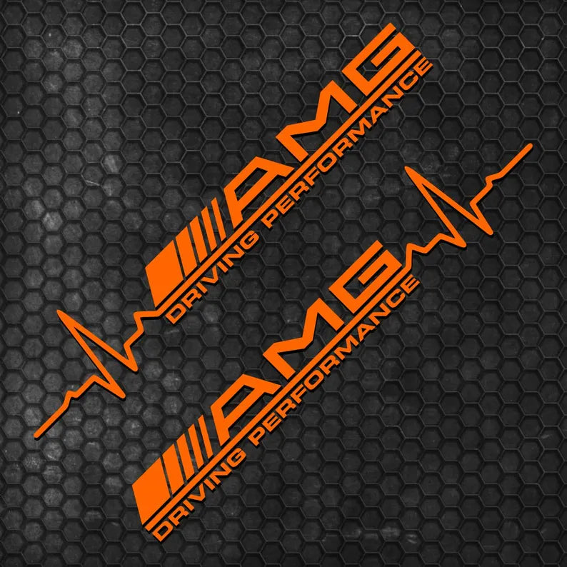 Kit 2 Pcs AMG Driving Performance Both Sides Graphics Emblem Decal Sticker | Mercedes Side Doors Adhesives cut vinyl set decor AMG Lovers