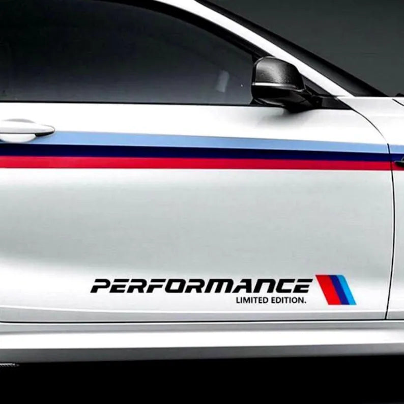 2 Pcs Emblem M Performance Limited Edition Graphic Set | Side Door Reflective Vinyl Adhesive Sticker for BMW | Sport vinyl decal graphics