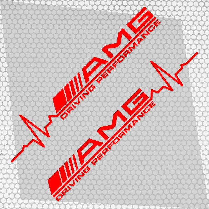 Kit 2 Pcs AMG Driving Performance Both Sides Graphics Emblem Decal Sticker | Mercedes Side Doors Adhesives cut vinyl set decor AMG Lovers