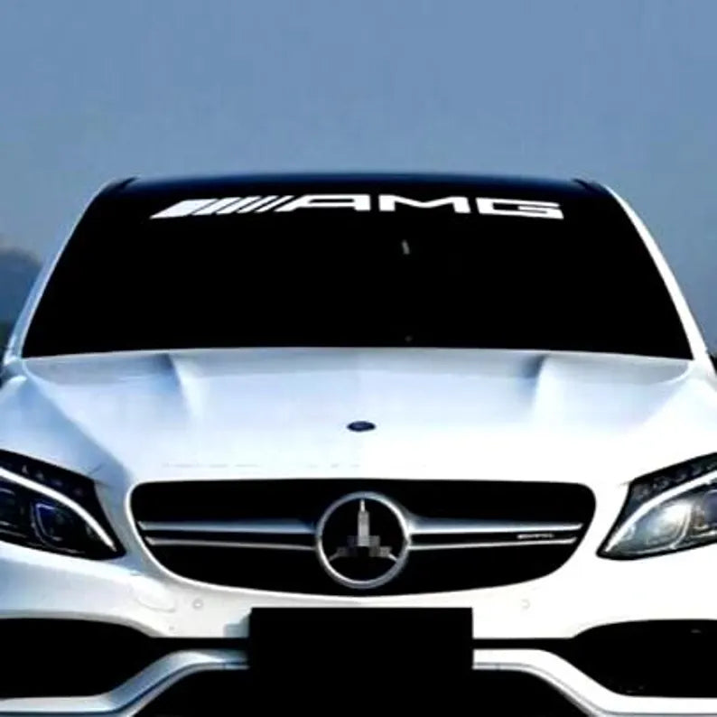 AMG Windshield Sunstrip Graphics with logo Sticker Banner Decal Rally Window Graphic | Vinyl Banner Motorsport Emblem Decor Kit for window