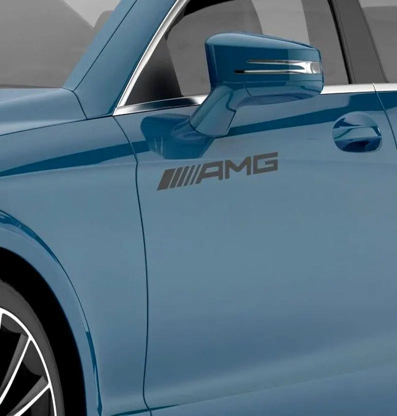 Kit 6 Pcs AMG Emblem Motorsport Graphic Decal Sticker | Set Both sides Premium Stripes Decal Graphics for car, SUV and truck vehicle decor