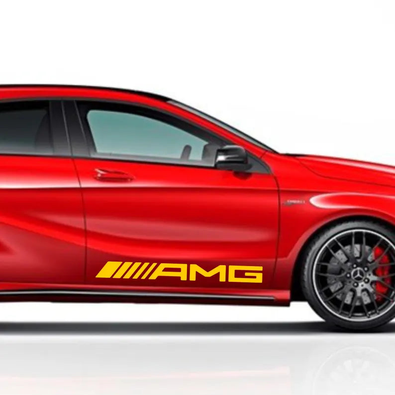 Kit 6 Pcs AMG Emblem Motorsport Graphic Decal Sticker | Set Both sides Premium Stripes Decal Graphics for car, SUV and truck vehicle decor