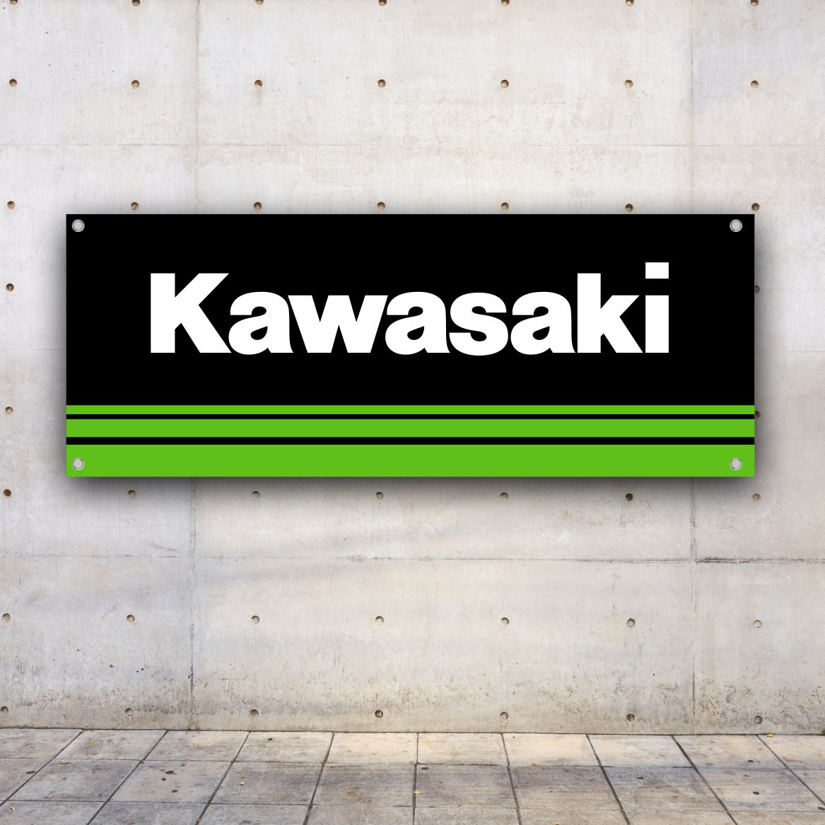 3 Styles Kawasaki Motorbike Brand Sponsor Logo Banner Pvc | Office or showroom Flag, Racing Poster | Auto Car Shop | Poster Garage Decor | Race Background