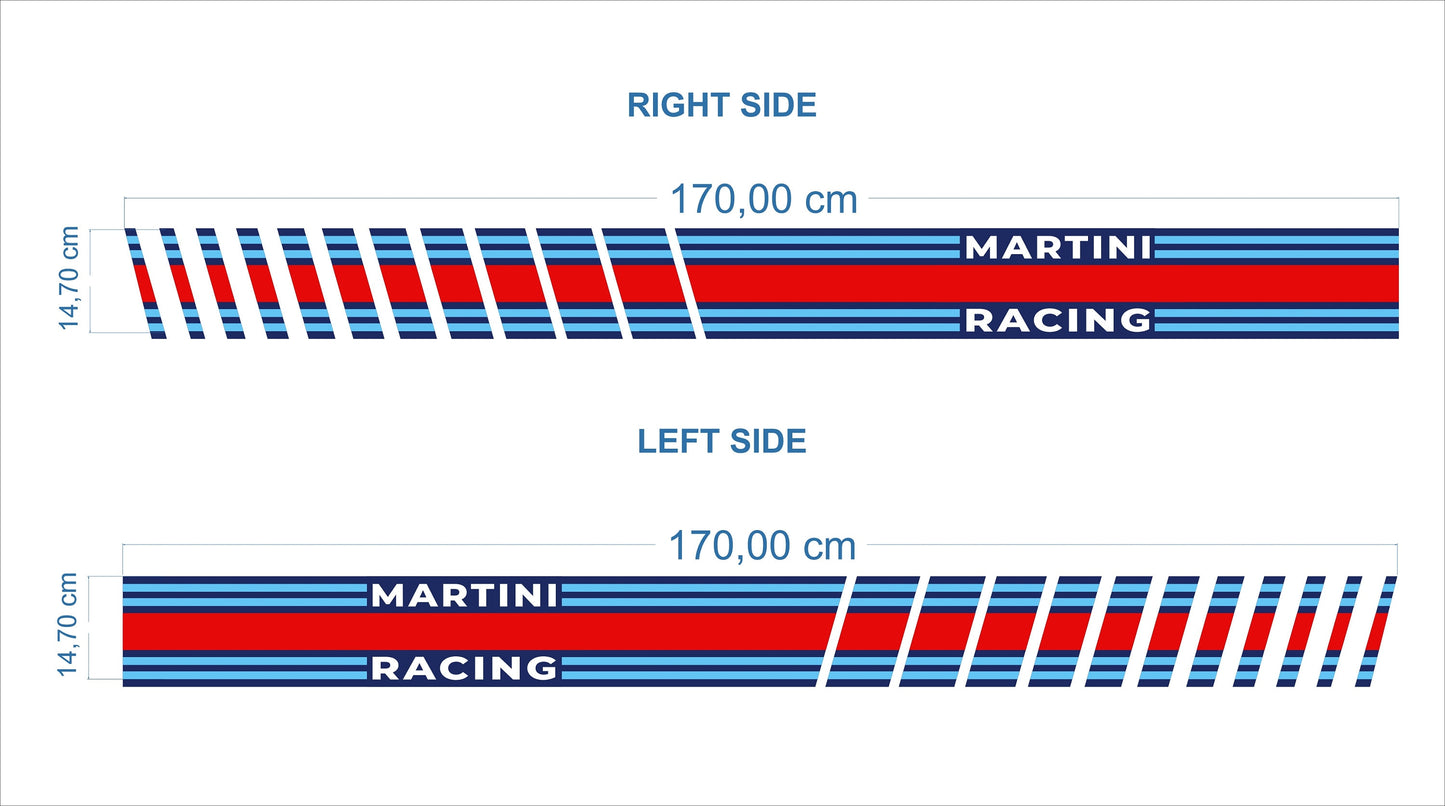 Martini Racing Stripes Set para Fiat 500 italiano - Vinil autoadesivo adesivos gráficos para carros