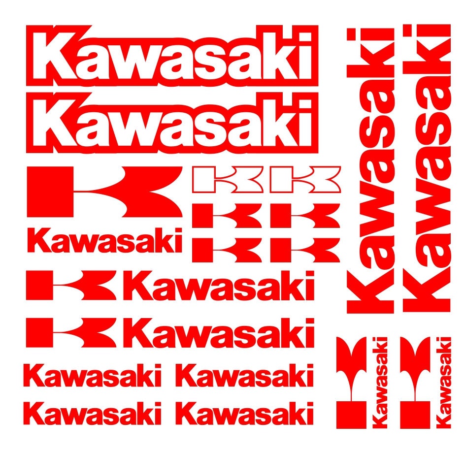 Set 15 Pcs Kawasaki Emblem Racing Decal Stickers