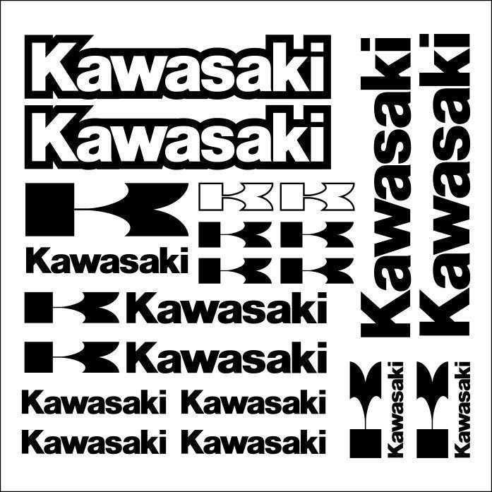 Set 15 Pcs Kawasaki Emblem Racing Decal Stickers