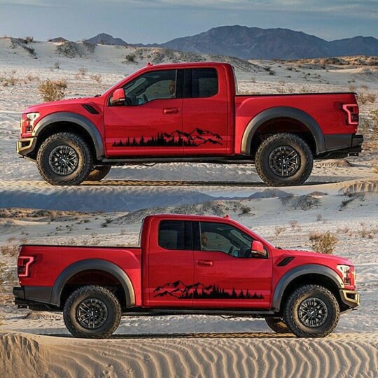 2 Pcs Set Tree Mountain Forest Graphic Decal Vinyl Sticker For Truck SUV RV Trailer Side Body