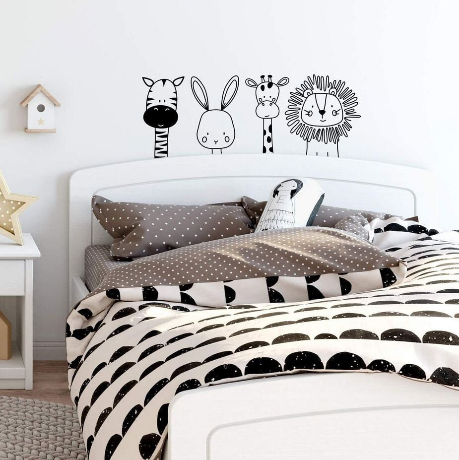 Kit 4 Pcs Cute Zebra Rabbit Giraffe Lion Vinyl Wall Art DecaL