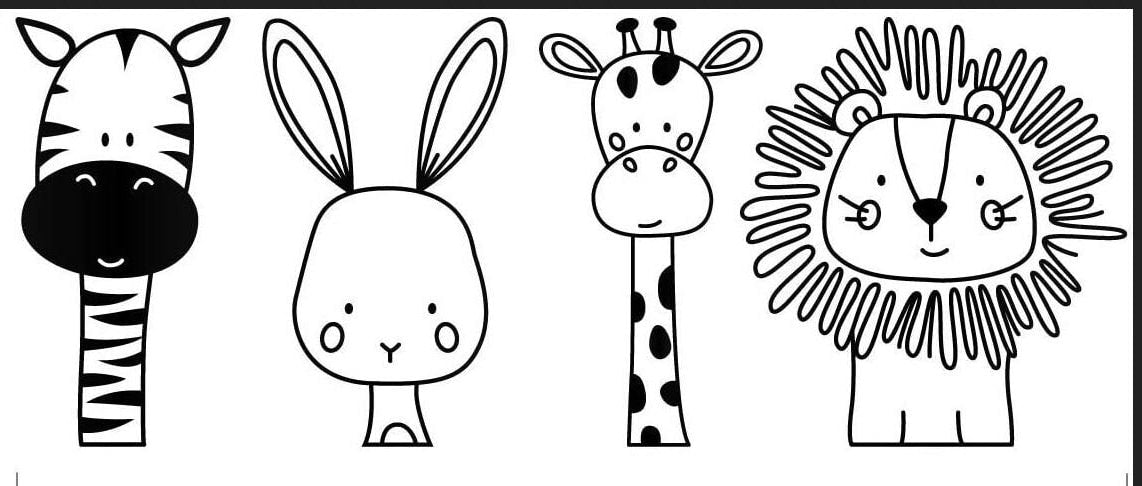 Kit 4 Pcs Cute Zebra Rabbit Giraffe Lion Vinyl Wall Art DecaL