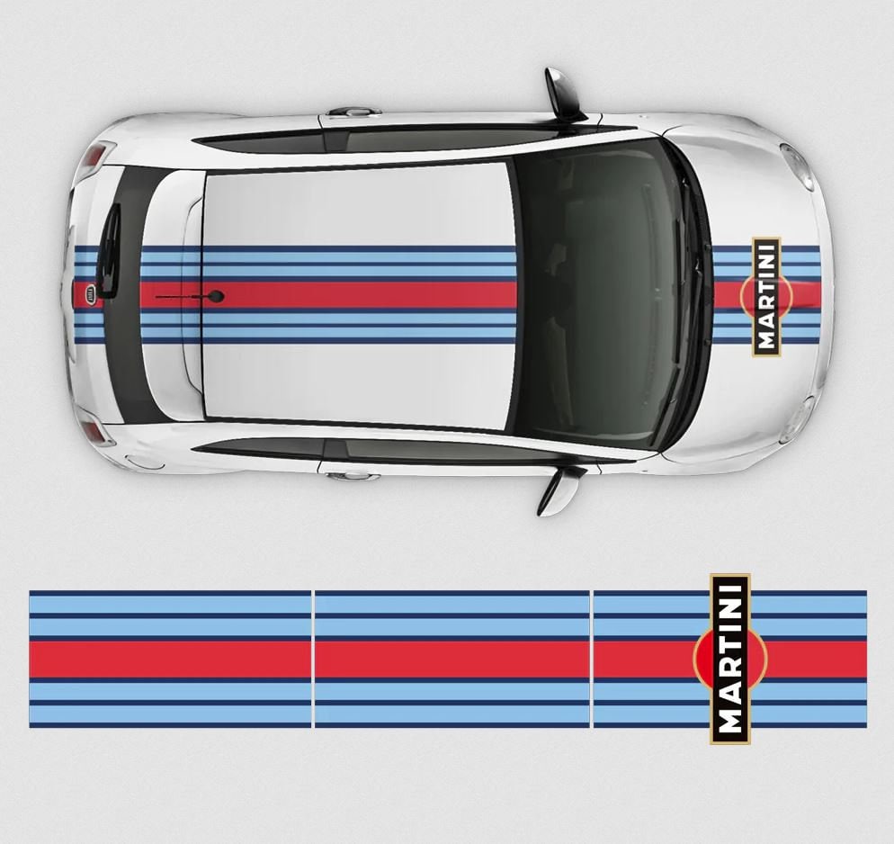 Martini Racing Stripes Set for Italian Fiat 500 - Vinyl self adhesive graphic car sticker decals