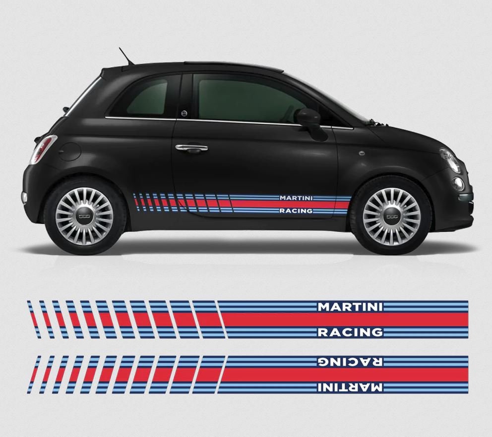 Martini Racing Stripes Set para Fiat 500 italiano - Vinil autoadesivo adesivos gráficos para carros