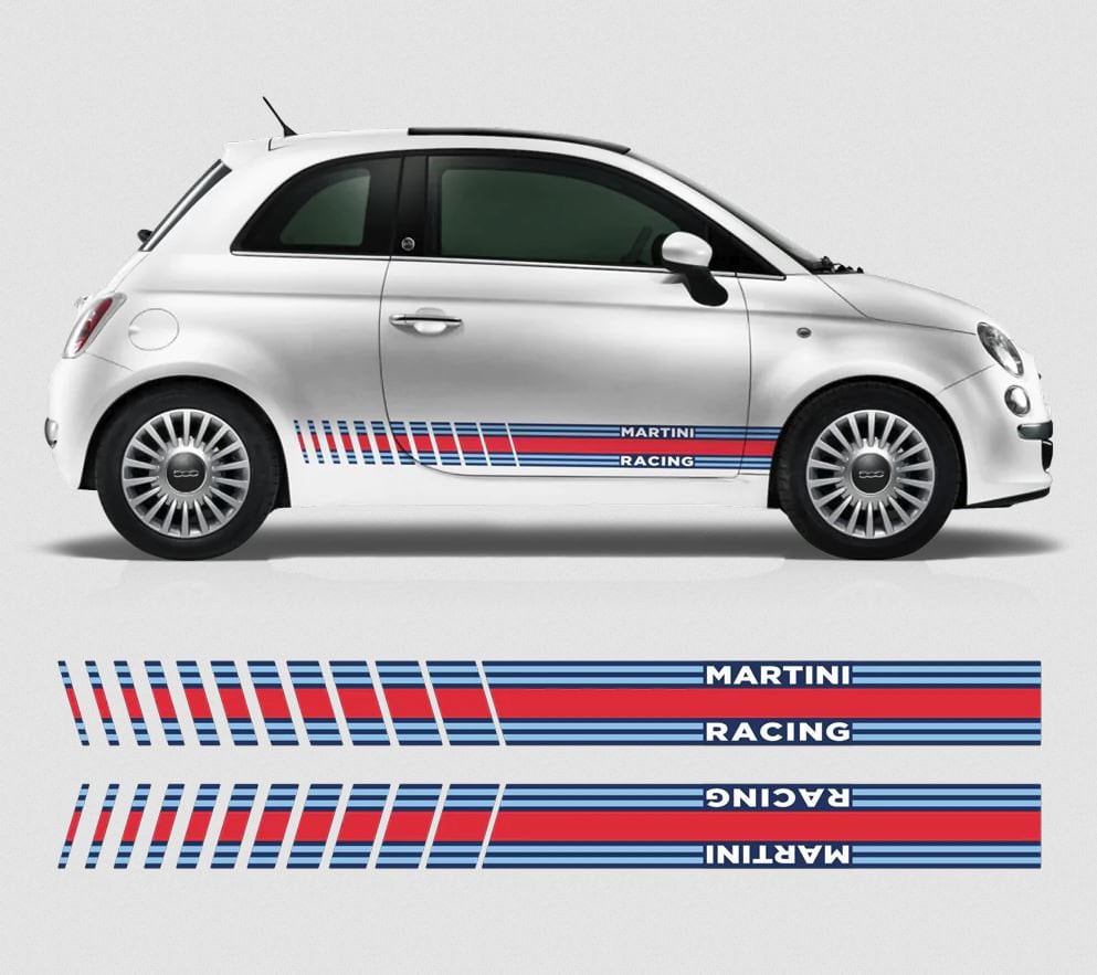 Martini Racing Stripes Set para Fiat 500 italiano - Vinil autoadesivo adesivos gráficos para carros