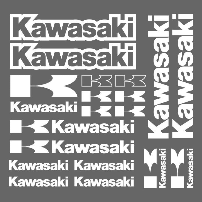 Set 15 Pcs Kawasaki Emblem Racing Decal Stickers
